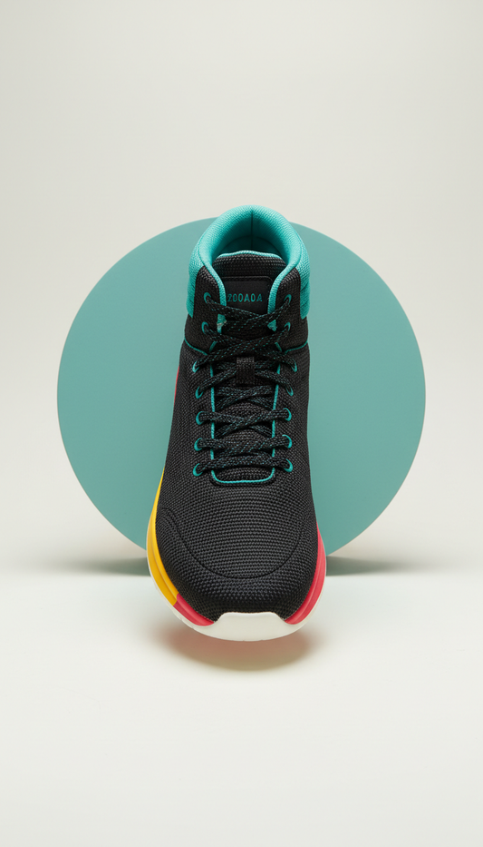 High-Top Sneaker with Teal Accent